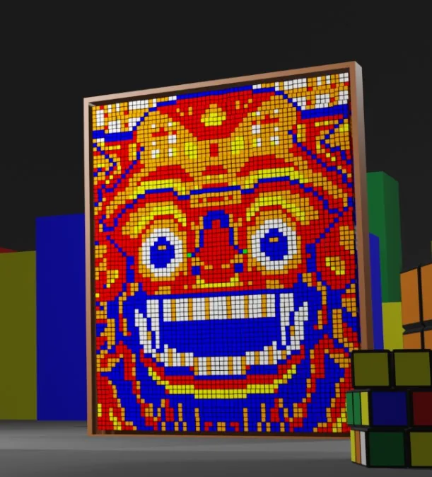 Mosaik Barong Bali dari Rubik’s Cube mini